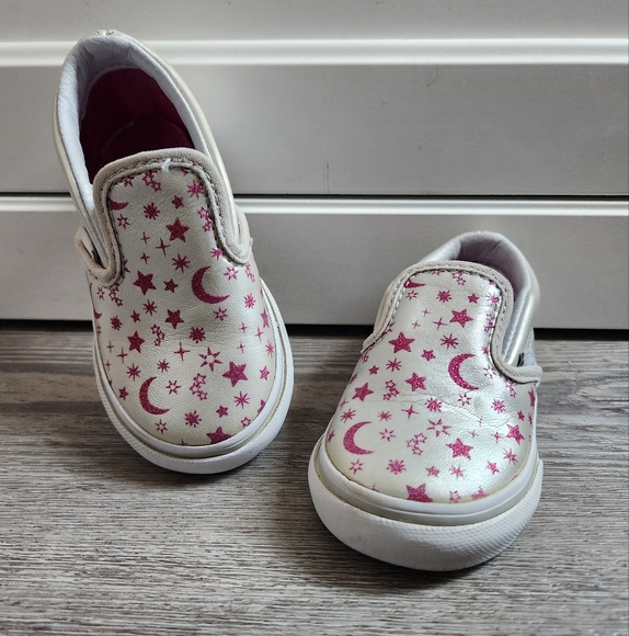 Vans Other - Vans Kids Sneakers - White and Pink Starry Design